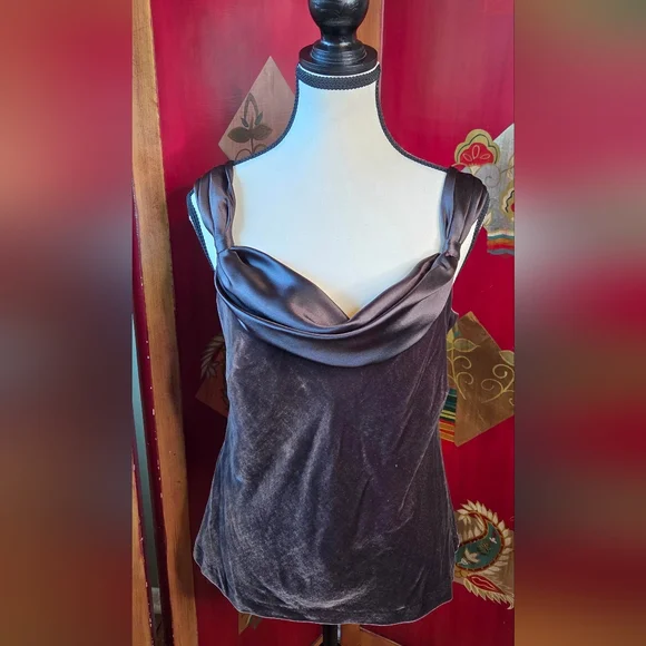 ANN TAYLOR Satin Cowl Neck Blouse - Rich Brown| Size 8 (NWT) - Picture 7 of 13